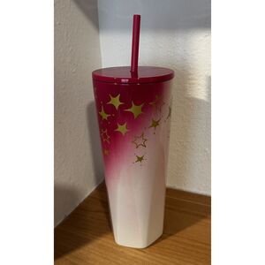 Starbucks 2024 Holiday Stainless Steel Pink Gold Star Tumbler Venti 24oz NWT